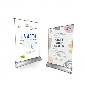 Mini roll-up i A4/A3 med logo – Tilpassede bord- og skr...