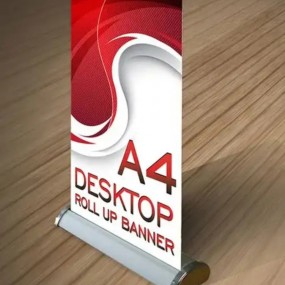 Mini roll-up i A4/A3 med logo – Tilpassede bord- og skr...