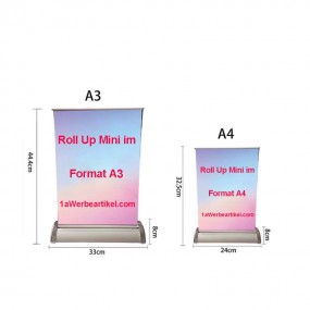 Mini roll-up i A4/A3 med logo – Tilpassede bord- og skr...