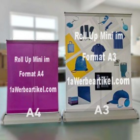 Mini roll-up i A4/A3 med logo – Tilpassede bord- og skr...